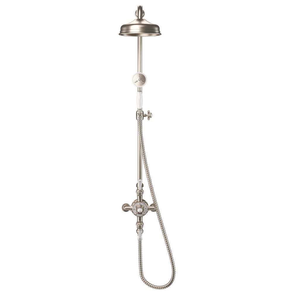Cutout image of Crosswater Belgravia Brushed Nickel Dual-Outlet Thermostatic Shower Column